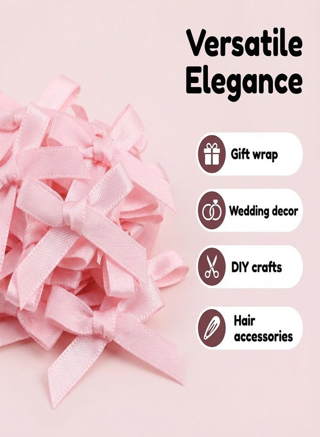 TULOBI 100 PCS Mini Bows - 1.6 in Tiny Satin Bow for Crafts, Gift Wrapping, Sewing Scrapbook - Wedding Party Favors Gift Box Decorations (Pink) - Image 2